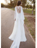 Ivory Lace Pleated Chiffon Sexy Wedding Dress